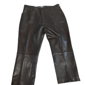 Vintage Polo Ralph Lauren Black Leather Biker Pants Size 42 1990’s